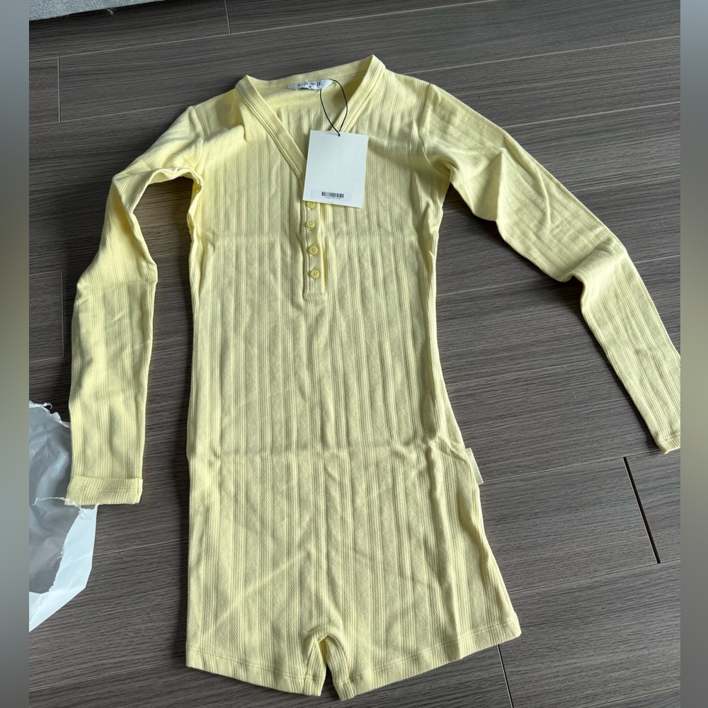Lounge Pointelle Yellow Romper - Picture 4 of 4